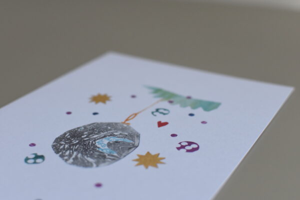 Gray bauble - greetings card