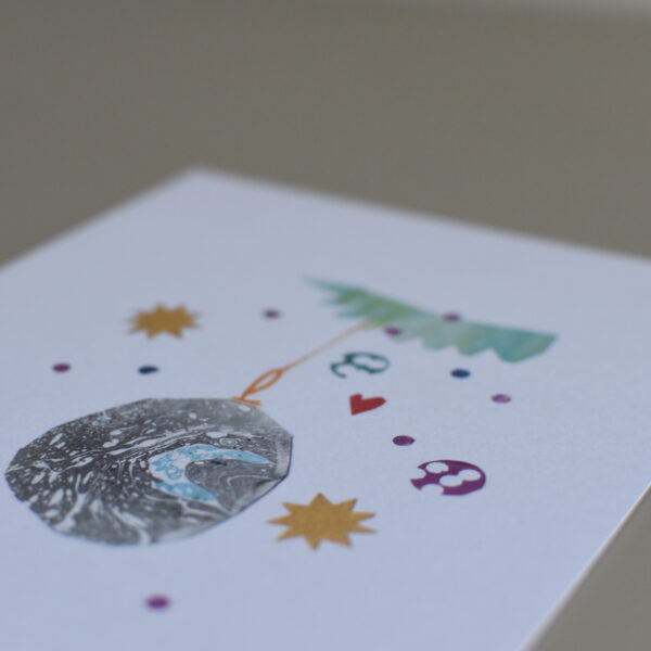 Gray bauble - greetings card