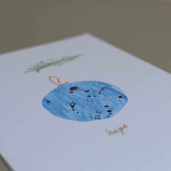 Blue bauble - hope - greetings card