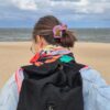 Green-lilac crochet scrunchie - obrazek 4