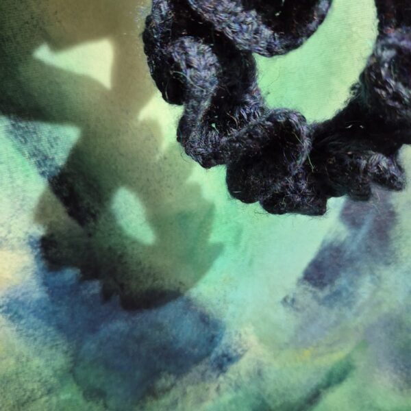 Greenish blue silk&wool scrunchie