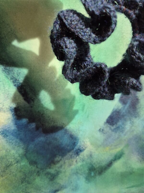 Greenish blue silk&wool scrunchie